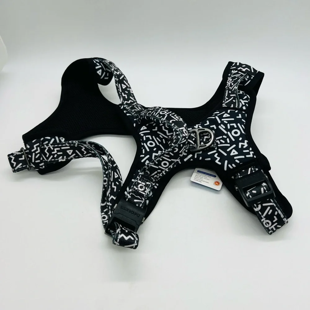 Dogness Dog Harness Elegant Series - Black & White Pattern Size XL NWT